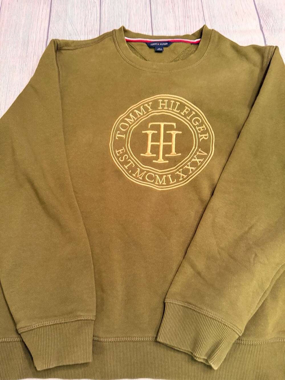 Tommy Hilfiger Sweatshirt Size XL Green Embroidered Logo Crewneck
